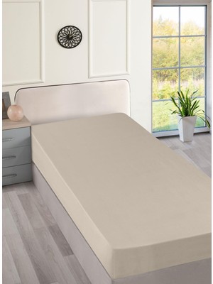 Menderes Home Cotton Collection Ranforce Tek Kişilik Çarşaf Düzboya Bej