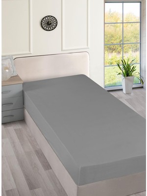 Menderes Home Cotton Collection Ranforce Tek Kişilik Çarşaf Düzboya Gri