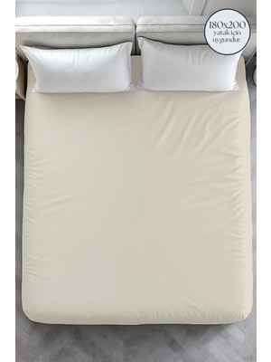 Menderes Home Cotton Collection Ranforce Çift Kişilik Fitted Krem 180x200
