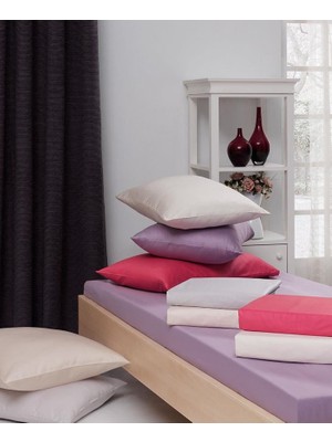 Menderes Home Lanotte Saten Çift Kişilik Fitted+Yastık Taş 180x200