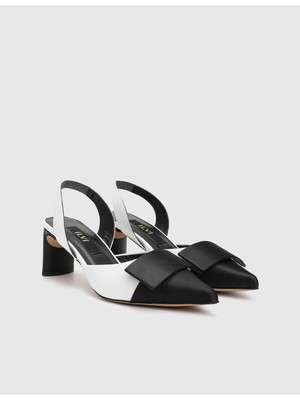 Cenobia Hakiki Deri Beyaz Kadın Topuklu Sandalet