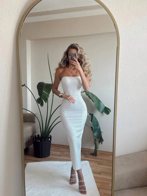 Matthew Taş Işlemeli Straplez Uzun Elbise