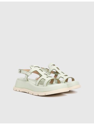 Odin Hakiki Deri Yeşil Kadın Sandalet