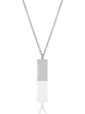 Gümüş Rodyumlu Diktörtgen  Kolye SGTL12015RODAJ