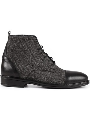 Togo Erkek Siyah Hakiki Deri & Kumaş Klasik Bot [051862]