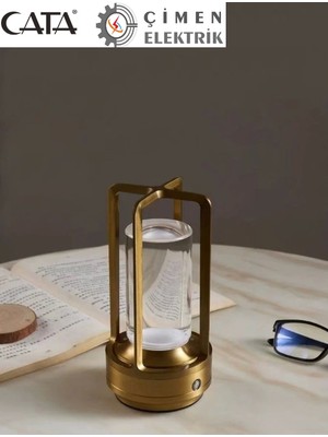 Cata Ct 8439 Vegas Şarjlı Masa Lambası Gold 3 Fonksiyonlu (1800K-2800K-6400K)