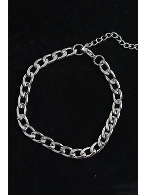 316L Çelik Kalın Klasik Model Gümüş Renk Erkek Bileklik