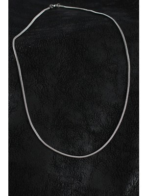 316L Çelik Örme Zincir Model Gümüş Renk Erkek Kolye