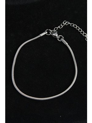 316L Çelik Oval Italyan Model Gümüş Renk Erkek Bileklik