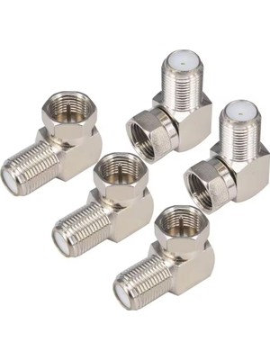 5 Adet L Tipi Konnektör Adaptör Fiş 90 Derece Çevirmeli Rg6 Tv Uydu Cvtv Sistemleri