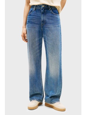 Tommy Hilfiger Loose Fit Orta Bel Geniş Paça Liyosel Jeans Bayan Kot Pantolon WW0WW47151 1A5