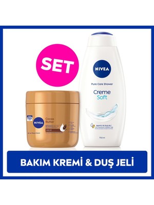 Creme Soft Kremsi Dokunuş Duş Jeli 750ML ve Cocoa Butter Nemlendirici Vücut Bakım Kremi 400ML