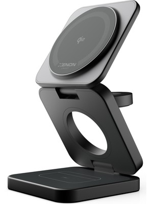 Xenon Smart Kablosuz Şarj Standı 3'ü Bir Arada Apple İphone Airpods Watch MagSafe Uyumlu Qi2 15W Manyetik Hızlı Şarj Cihazı X6402