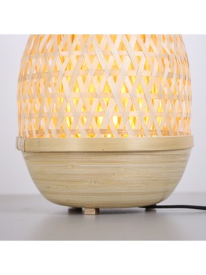 My Lamp MYLAMP Derya Doğal Bambu Masa Lambası 23x37 cm - El Örmesi Dekoratif Aydınlatma (E14 Duy)