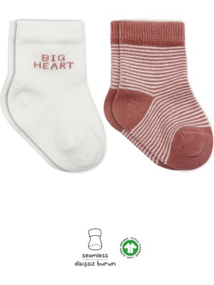 Bistyle 2'li Big Heart Penye Soket Çorap 10117 Pudra