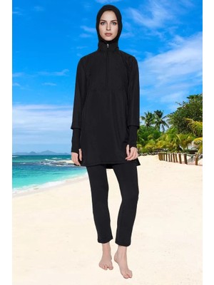 Modern Tesettür Plaj Giyim Özel Tasarım Esnek Kumaş Klora Dayanıklı Su Sporları Için