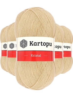 Kartopu 5 Adet Kristal Çift Katlı El Örgü Lif İpi Sütlü Kahve K884