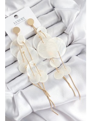 Pirinç Sallantılı Sedef Model Gold Renk Kadın Küpe