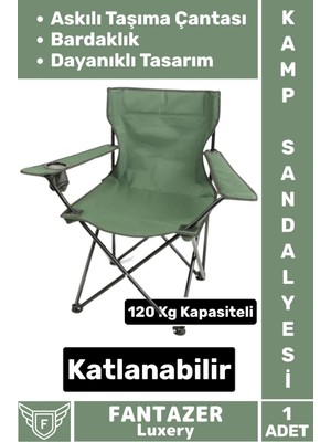 Dayanıklı Askılı Taşıma Çantalı Bardaklık Yeri 120 kg Kapasiteli Katlanabilir Piknik Kamp Sandalyesi