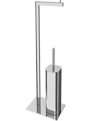 Ayaklı Tuvalet Kağıtlık + Fırçalık - Krom