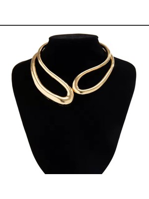 Kmvexo Abartılı Metal Hollow Geometrik Ayarlanabilir Açık Kolye Kadın Erkek Sokak Hip-Hop Punk Takı Setleri