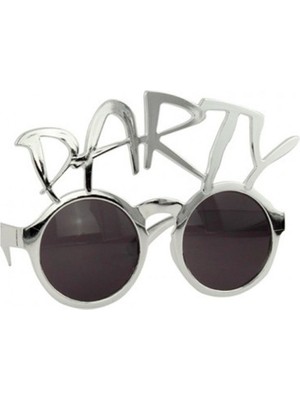 Party Yazılı Retro Partisi Gözlüğü Gümüş Renk Hawaian