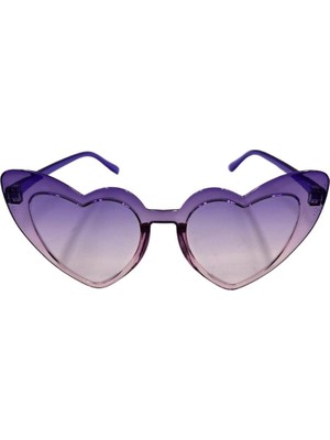 Sert Mika Üst Mor Alt Pembe Renk Kalp Şekilli Gözlük 1 Adet 13 x 5 cm