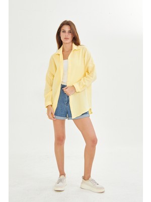 Si & Su Si&su Müslin Kumaş Kadın Rahat Kesim, Oversize, Salaş Gömlek