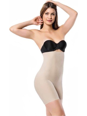 Kadın Bej Lazer Kesim Yüksek Bel Paçalı Korse