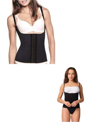 Battal Boy Çelik Balenli 3 Kademeli Ağraflı Şekillendirici Bel Lateks Korse Siyah