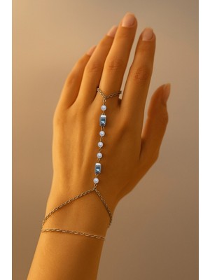 Gümüş Renk Kare Sıra Inci Çelik Şahmeran - 3551