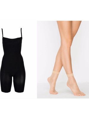 Kadın Tüm Vücut Sıkı Tutucu Body Korse Çorap Hediyeli Ürün