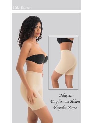 Iz Yapmaz Toparlayıcı Lazer Kesim Basen Göbek Toparlayıcı Kadın Paçalı Korse Ten