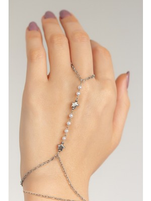 Gümüş Renk Yıldız Sıra Inci Çelik Şahmeran - 3532