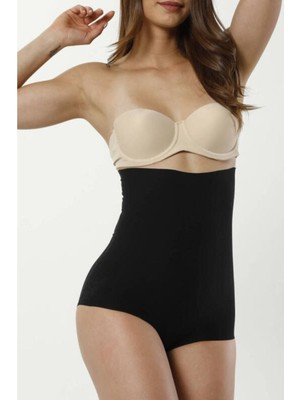 Kadın Siyah Lazer Kesim Yüksek Bel Slip Korse 2003