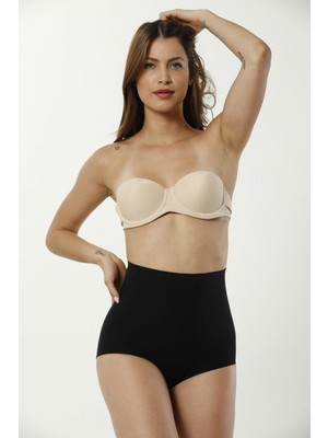 Kadın Siyah Lazer Kesim Yüksek Bel Slip Korse