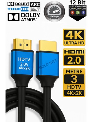 Gold Step 4K Ultra Hd 2.0V Alüminyum Başlık Altın Uçlu Hdmi Kablo