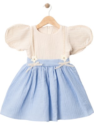 Fistolu Müslin Elbise Mavi