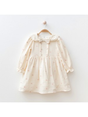 Kalp Işlemeli Kız Bebe Elbise