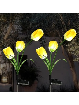 Güneş Enerjili 3 Kafalı Lale Işıkları Dış Mekan LED Aydınlatma Solar Tulip Lights