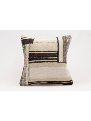 El Yapımı Kilimden Yapılmış Vintage Kırlent Kılıfı, Yün, 40X40 cm
