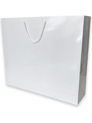 ABB Matbaa 10 Adet Beyaz Karton İpli Çanta Kağıt Poşet (45X37X12)