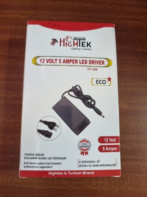 Hightek 12V 5A 60 Watt- Adaptör – LED Aydınlatmalar Için Güçlü ve Güvenli Enerji