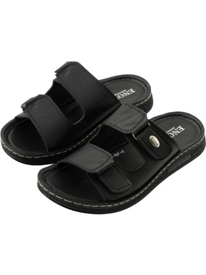 Enova Erkek Suni Deri Ortopedik Taban Çift Cırtlı Ayarlanabilen Dikişli Şık Içeri Dışarı Terliği BNT129