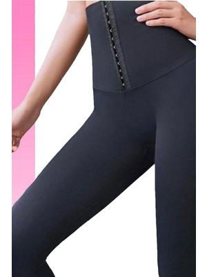 Kadın Siyah Doğum Sonrası Tayt Agraflı Korse