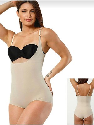 Kadın Ten Göğüs Destekli Body 2 Beden Incelten Hayalet Korse