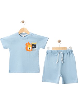 Aslan Roar Baskılı Tshırt Şort Takım Mavi