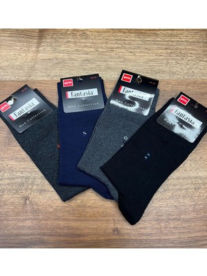 Koyu Renkler Desenli Likralı Erkek Çorap (12 Adet) 40-44