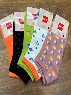 Renkli Desenli Patik  Çorap (12 Adet) 36-40 Numara