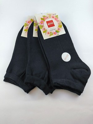 Dikişsiz Kadın Siyah Patik Sneaker Çorap 3'lü